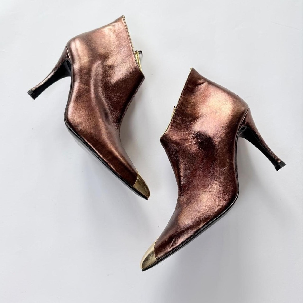 Vintage Timothy Hitsman Women's Size 6 Metallic Bronze Leather Ankle Boots